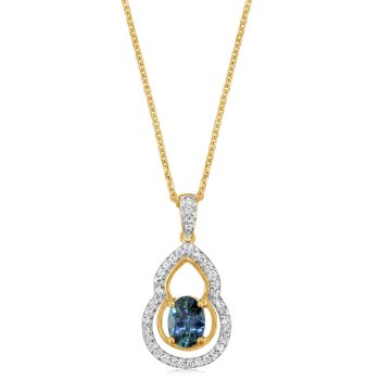 18K White and Yellow Gold 2 Tone Montana Sapphire/Diamond Pendant