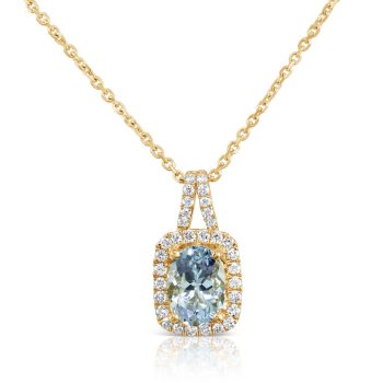 14K Yellow Gold Aquamarine/Diamond Pendant
