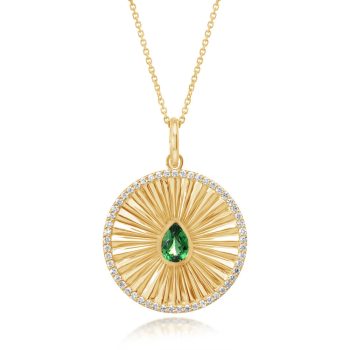 14K Yellow Gold Tsavorite/Diamond Medallion Pendant