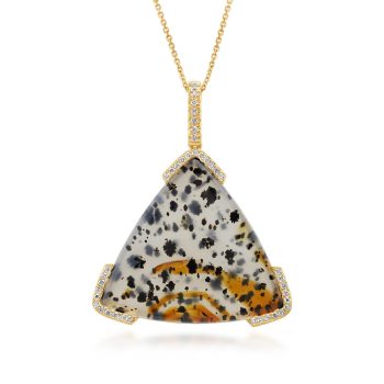14K Yellow Gold Montana Agate/Diamond Pendant