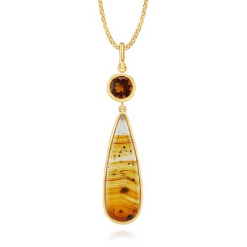 14K Yellow Gold Montana Agate/Fire Citrine Pendant