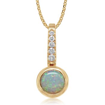 14K Yellow Gold Australian Opal/Diamond Pendant