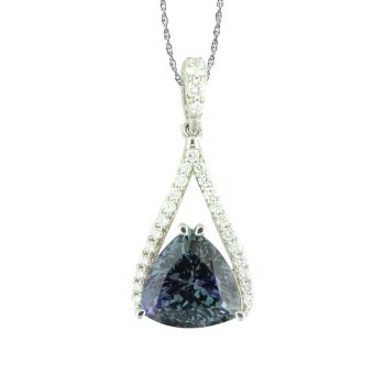 14K White Gold Peacock Tanzanite/Diamond Pendant