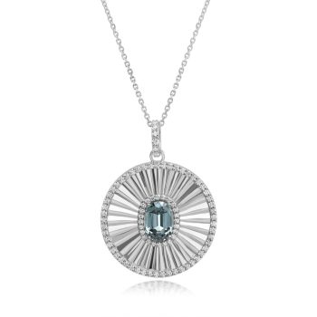 Platinum Grey Spinel/Diamond Medallion Pendant