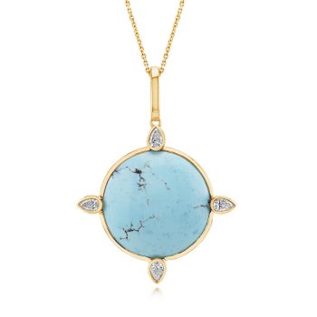 14K Yellow Gold Hills Turquoise Diamond Pendant