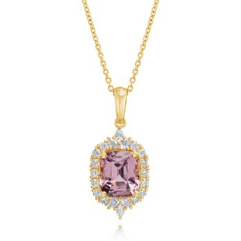 18K Yellow Gold Lotus Garnet/Diamond Pendant