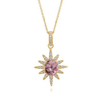 14K Yellow Gold Lotus Garnet/Diamond Pendant