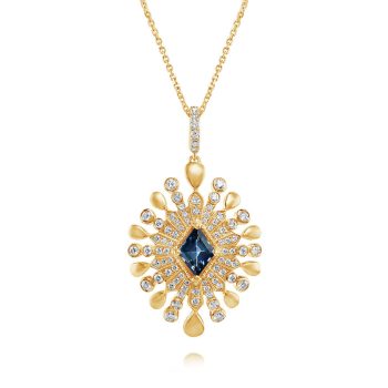 14K Yellow Gold Montana Sapphire/Diamond Pendant