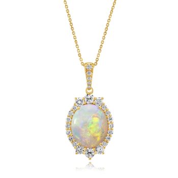 18K Yellow Gold Australian Opal/Diamond Pendant