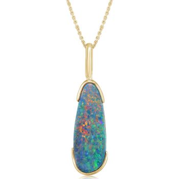 14K Yellow Gold Australian Opal Doublet Pendant