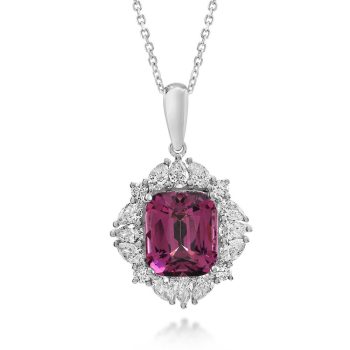 Platinum Pink Garnet/Diamond Pendant