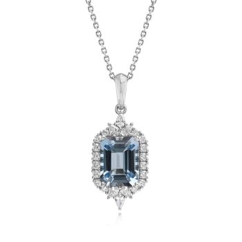Platinum Aquamarine/Diamond Pendant