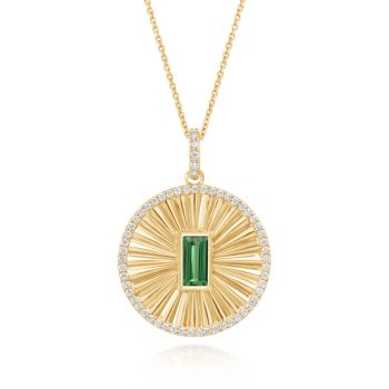 14K Yellow Gold Tsavorite/Diamond Medallion Pendant