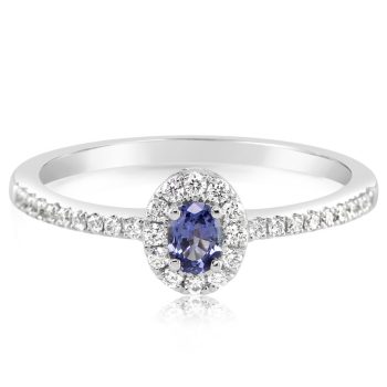 14K White Gold Yogo Sapphire/Diamond Ring