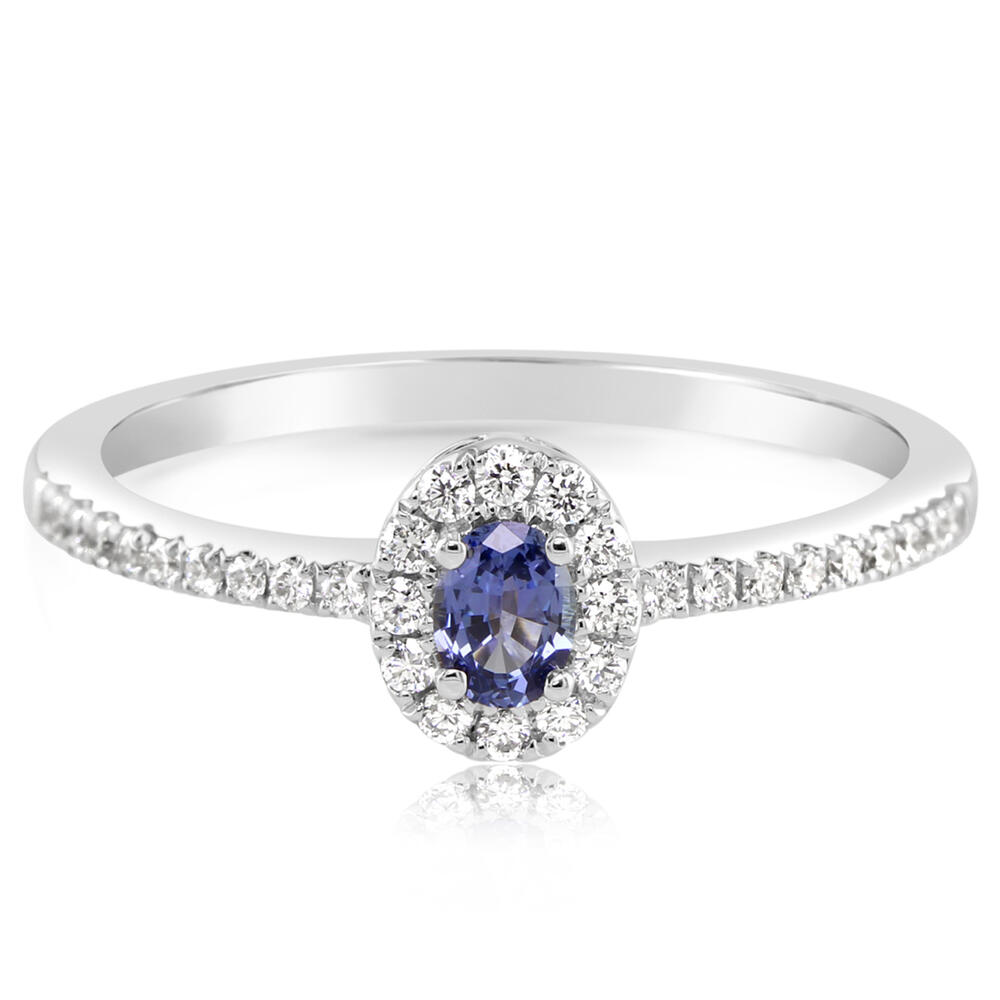 14K White Gold Yogo Sapphire/Diamond Ring