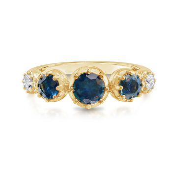 14K Yellow Gold Montana Sapphire/Diamond Ring