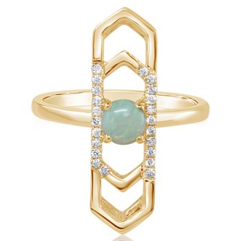 14K Yellow Gold Australian Opal/Diamond Ring