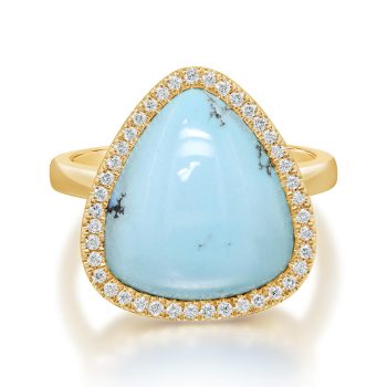 14K Yellow Golden Hills Turquoise/Diamond Ring