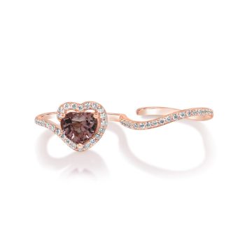 14K Rose Gold Lotus Garnet/Diamond Ring