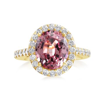 18K Yellow Gold Lotus Garnet/Diamond Ring