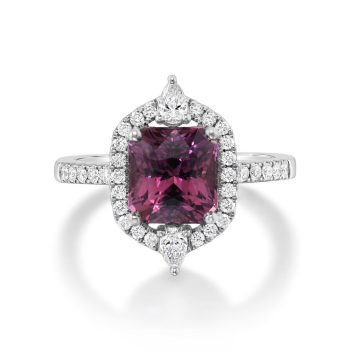 Platinum Pink Garnet/Diamond Ring