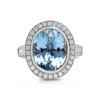Platinum Aquamarine/Diamond Ring