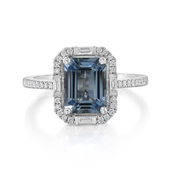 Platinum Aquamarine/Diamond Ring