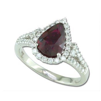 18K White Gold Mozambique Ruby/Diamond Ring
