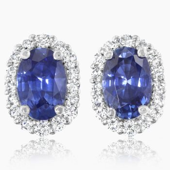 Platinum Sapphire/Diamond Earrings