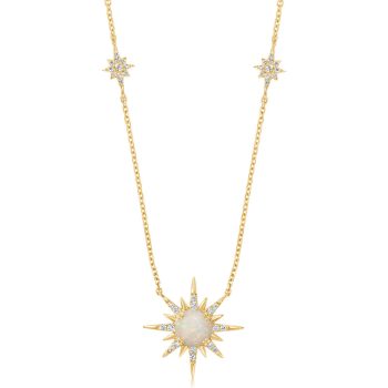 14K Yellow Gold Australian Opal /Diamond Neckpiece