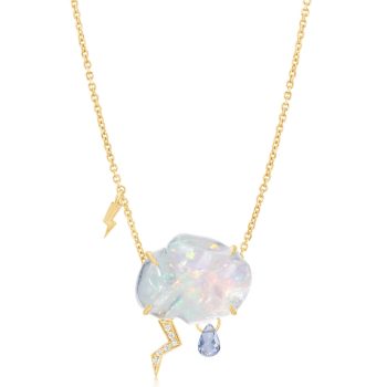 14K Yellow Gold Mexican Fire Opal Cloud Neckpiece