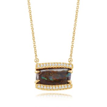 14K Yellow Gold Australian Boulder Opal/Diamond Neckpiece
