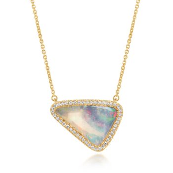 14K Yellow Gold Australian Boulder Opal/Diamond Neckpiece