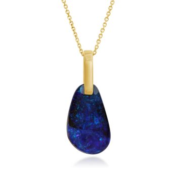 14K Yellow Gold Australian Boulder Opal Pendant