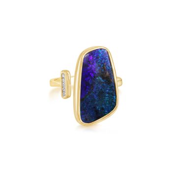 14K Yellow Gold Australian Boulder Opal/Diamond Ring