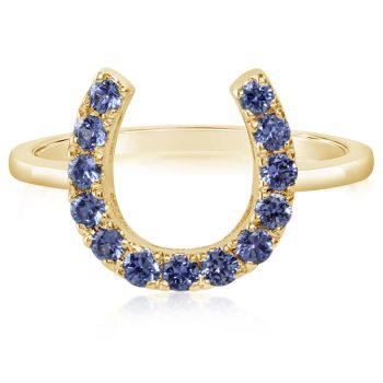 14K Yellow Gold Yogo Sapphire Horseshoe Ring