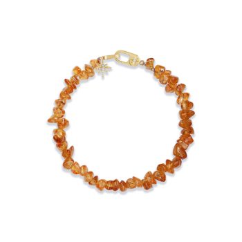 14K Yellow Gold Rough Mandarin Garnet/Diamond Bracelet