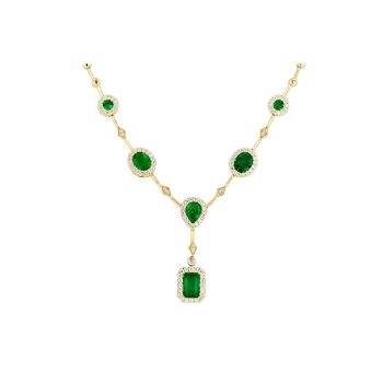 14KT Gold Emerald & Ruby Necklace