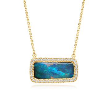 14K Yellow Gold Australian Boulder Opal/Diamond Neckpiece