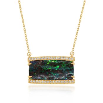 14K Yellow Gold Australian Boulder Opal/Diamond Neckpiece