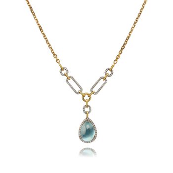 18K White Gold/18K Yellow Gold Aquamarine/Diamond Neckpiece