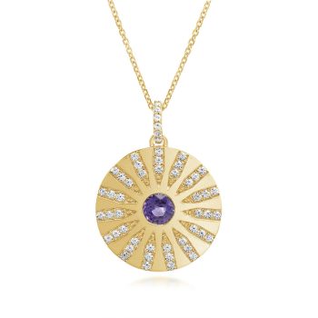 14K Yellow Gold Purple Sapphire/Diamond Medallion Pendant