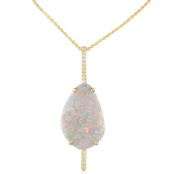 14K Yellow Gold Australian Opal/Diamond Pendant