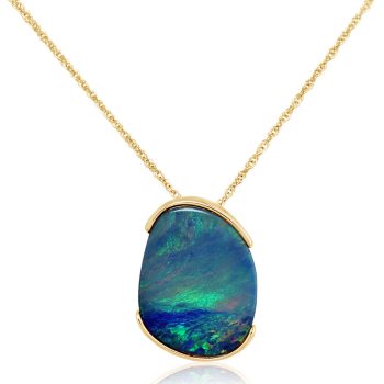 14K Yellow Gold Australian Opal Doublet Pendant