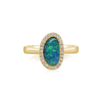 14K Yellow Gold Australian Boulder Opal/Diamond Ring