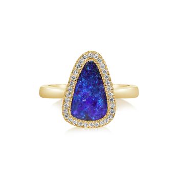 14K Yellow Gold Australian Boulder Opal/Diamond Ring