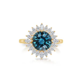 18K Yellow Gold Montana Sapphire/Diamond Ring