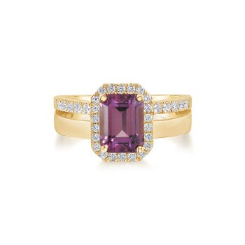 18K Yellow Gold Pink Garnet/Diamond Ring