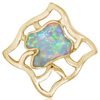 14K Yellow Gold Australian Opal Lapel Pin with Yellow Plated Post and Back