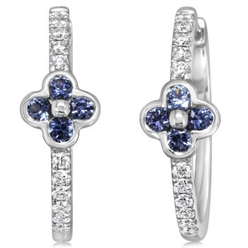 14K White Gold Yogo Sapphire/Diamond Earrings